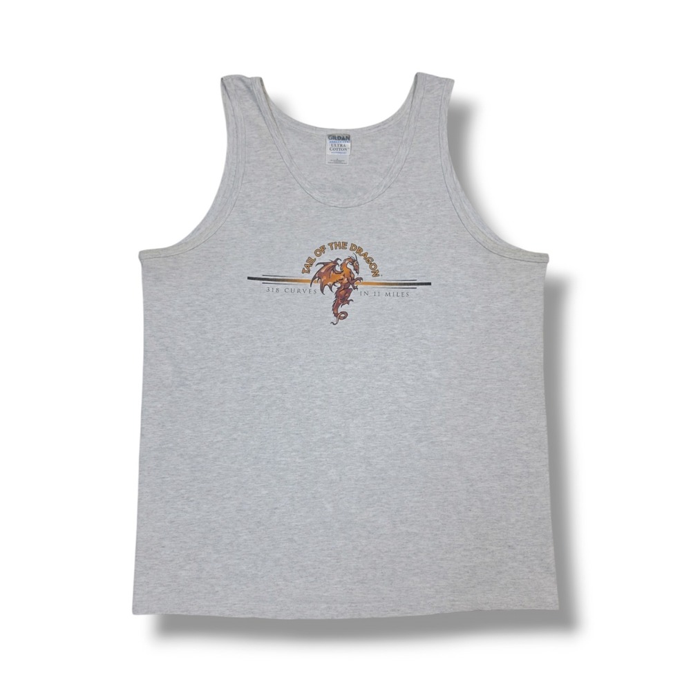 Vintage Tail of the Dragon at Deals Gap Motorcycle Biker Gray Tank Top Men's L